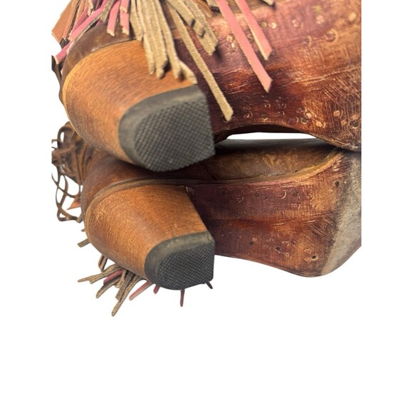 Junk Gypsy by Lane "Spirit Animal" Brown Leather Western Boots 8.5 Fringe Bootie - Picture 9 of 16